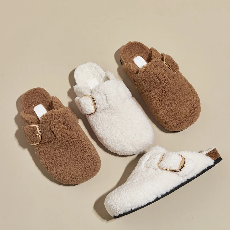 Women's Warm Faux Lamb Wool Mules Slippers for Ultimate Comfort
