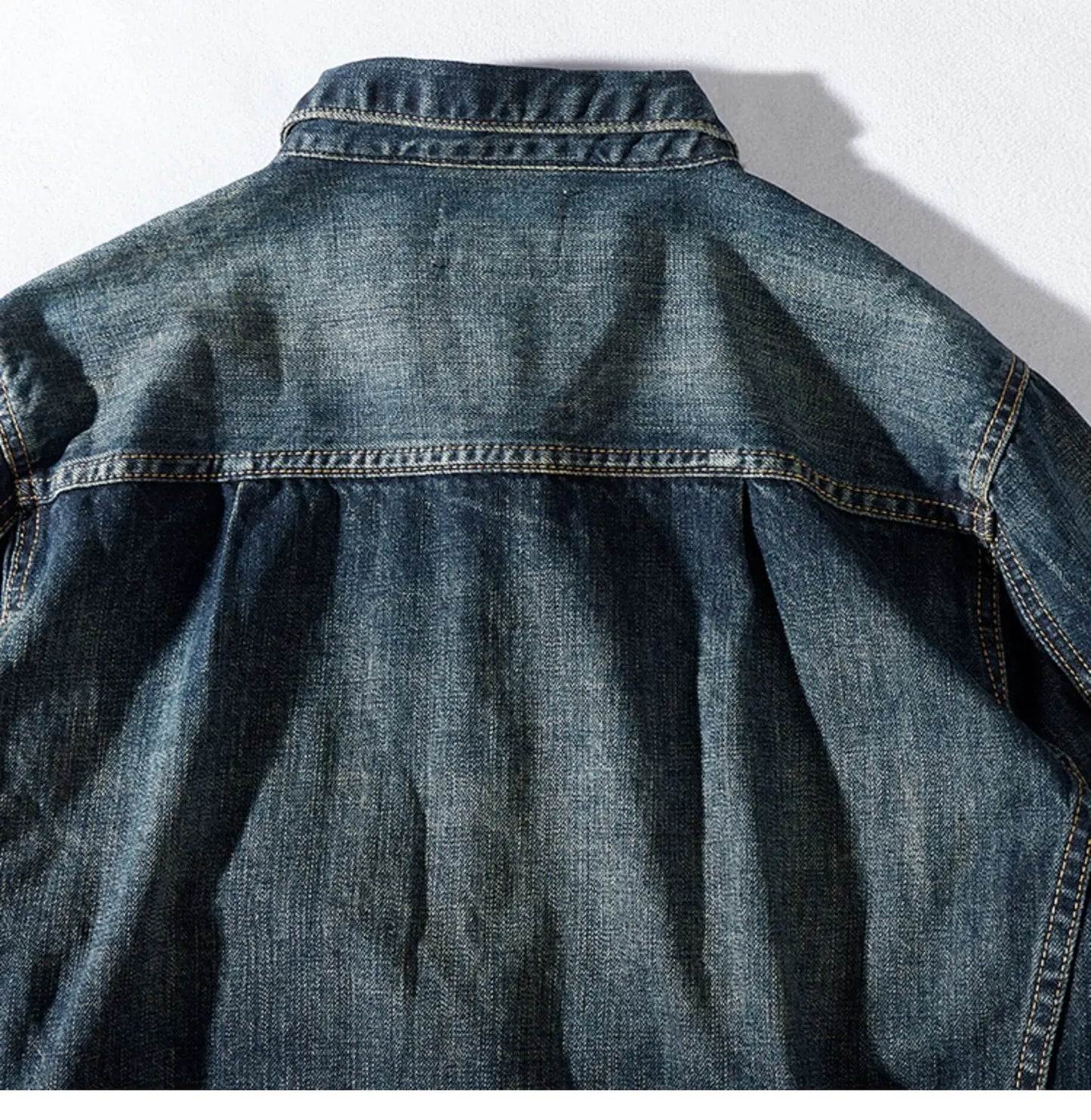 Men's Retro Patchwork Denim Jacket | Casual Heavyweight Outerwear