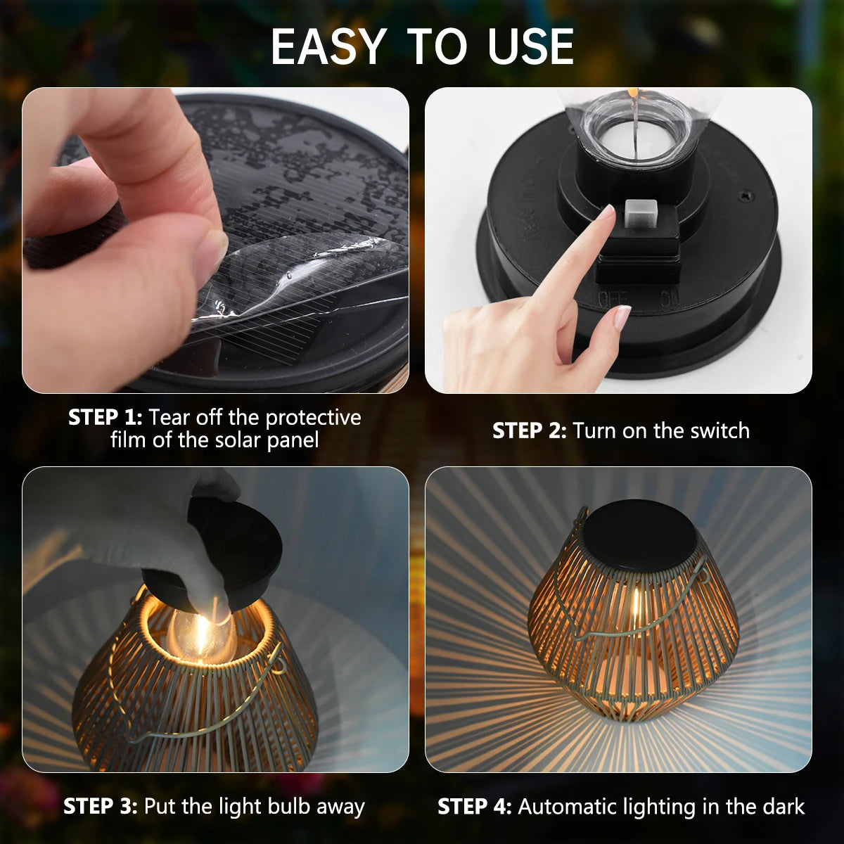 Linternas solares para exteriores | Luces colgantes de ratán bohemio impermeables