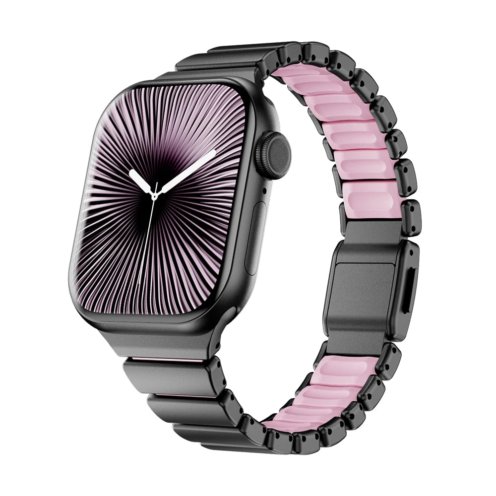 Slim Stainless Steel Rubber Strap for Apple Watch - Versatile & Stylish
