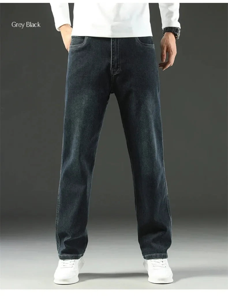 Men's Baggy Straight Wide Leg Jeans | Stylish Business Casual Pants