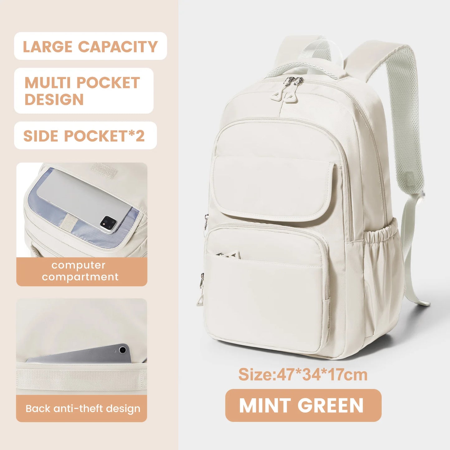Durable Multi-Pocket Backpack for Women | Stylish School & Travel Bag