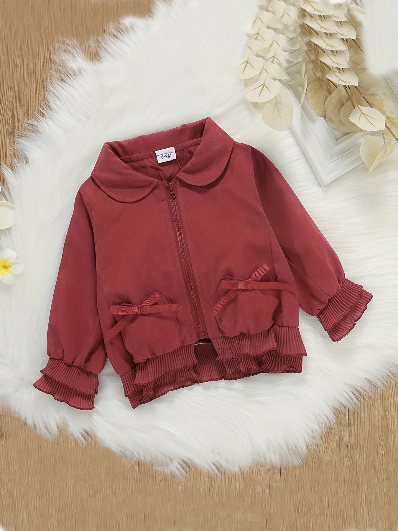 Infant Girls' Ruffled Zipper Jacket | Stylish Outerwear for Kids
