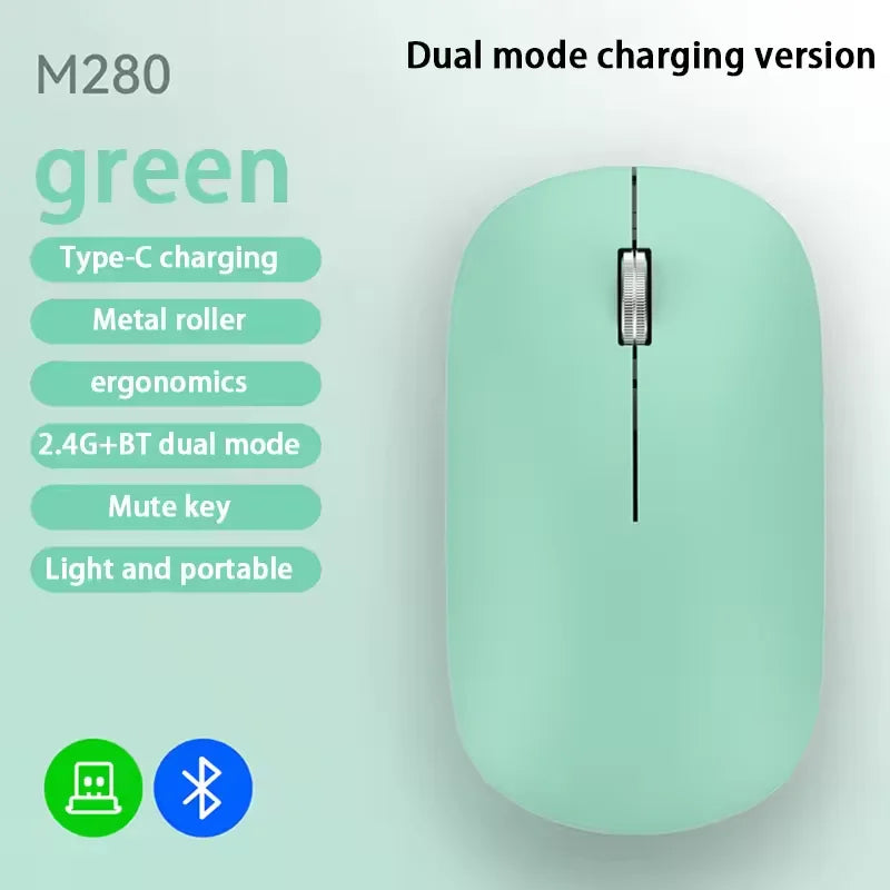 Silent Click Wireless Mouse | Ergonomic Portable Rechargeable Device