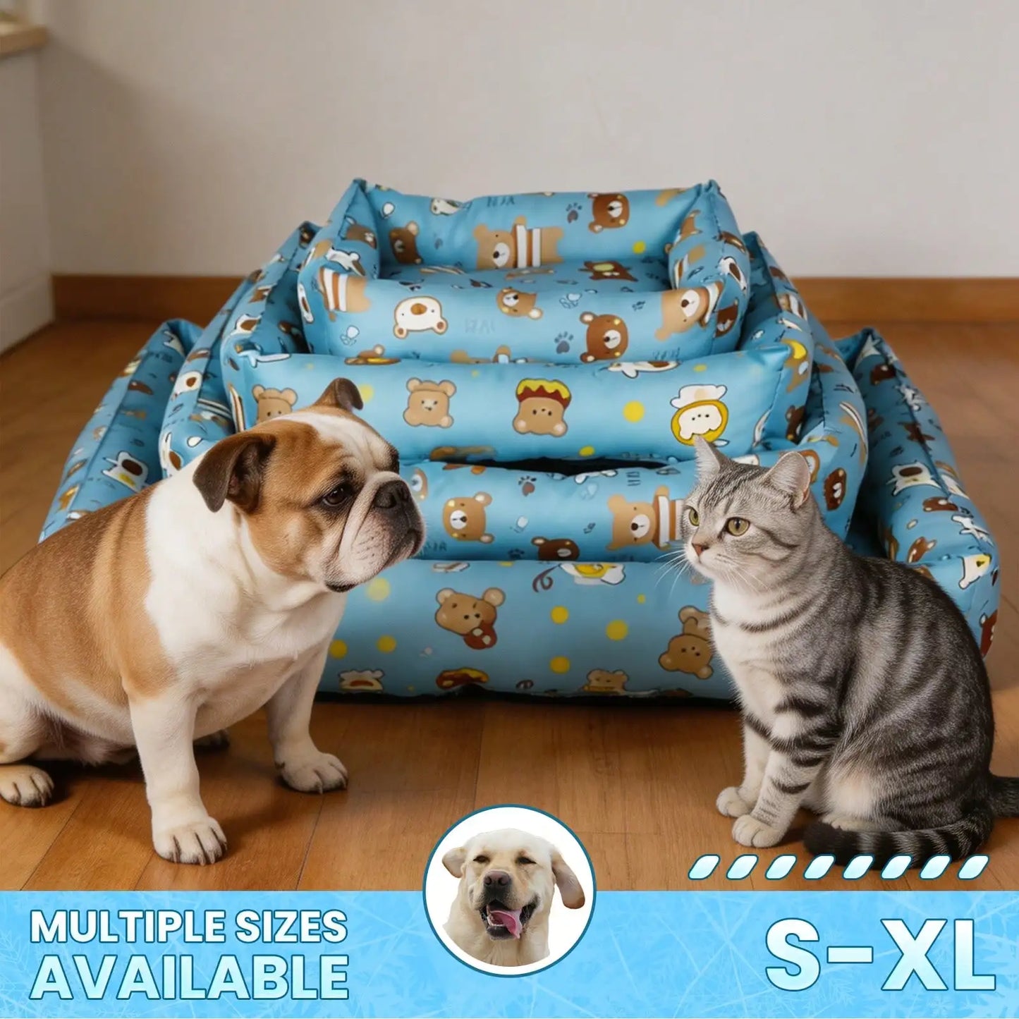 Summer Pet Cooling Mat | Cartoon Bear Design for Dogs & Cats