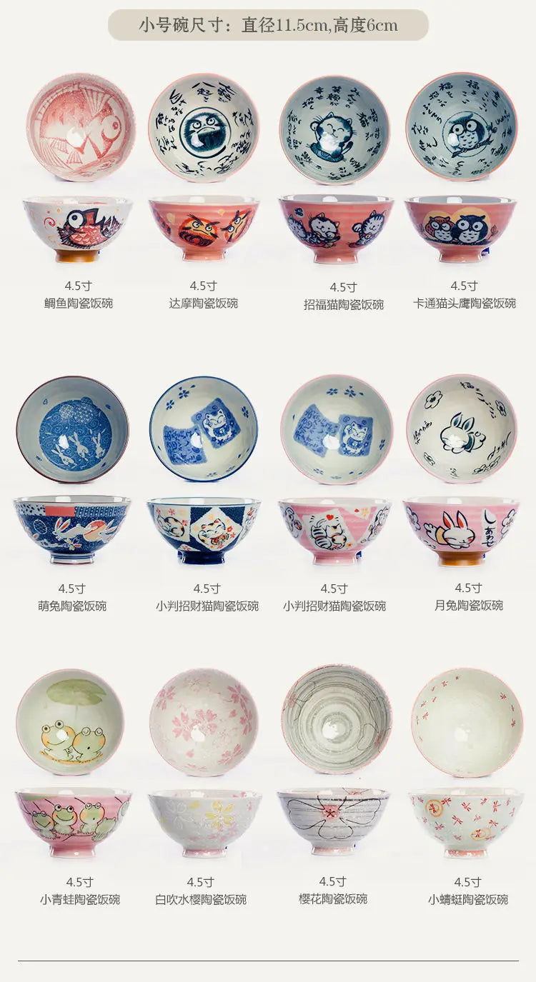 Cute Animal Ceramic Bowls | Adorable Lucky Cat Rice Bowl
