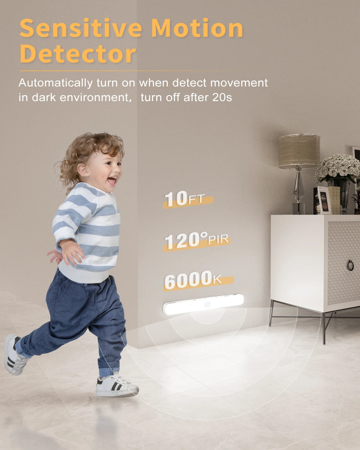 Motion Sensor LED Cabinet Light | Wireless Rechargeable Night Light