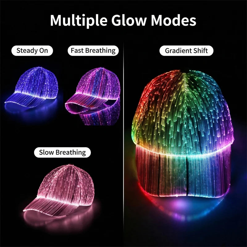 LED Fiber Optic Baseball Cap | Glowing Hip-Hop Hat for Parties