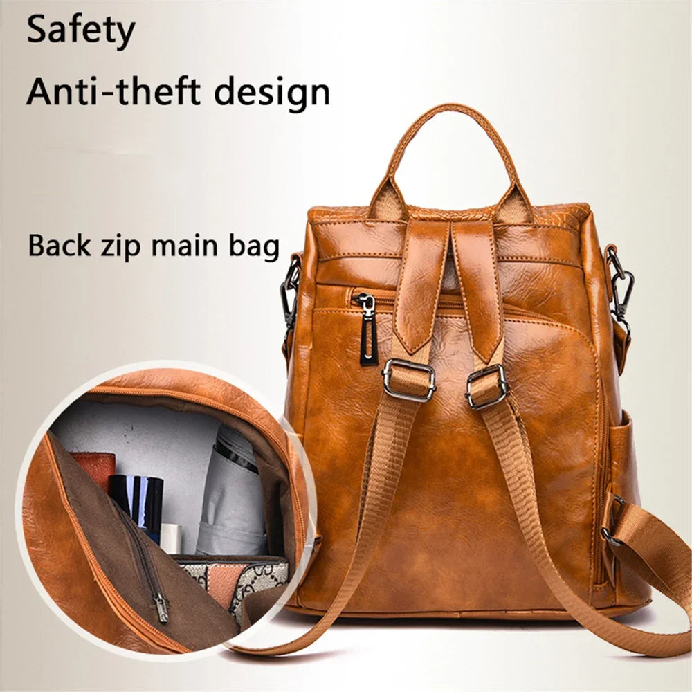 Stylish Anti-Theft Women's PU Leather Backpack | Perfect for Travel