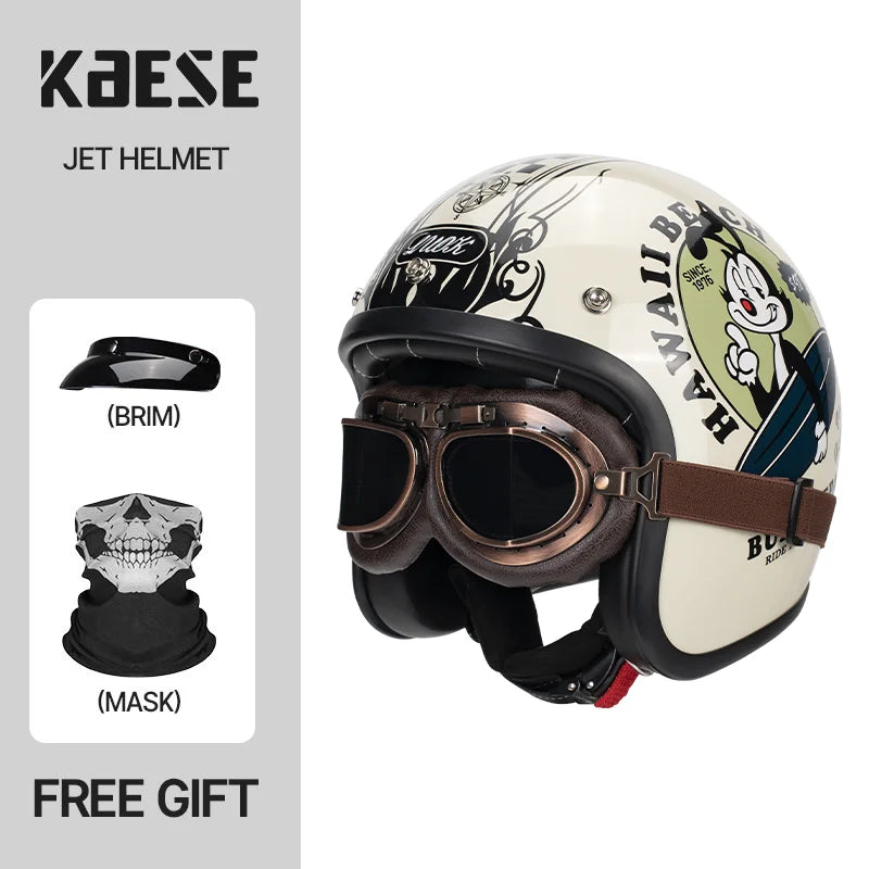 DOT Approved Vintage Motorcycle Helmet | Open Face Riding Gear