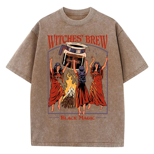 Breathable Cotton Casual Tee | Vintage Black Magic T-Shirt