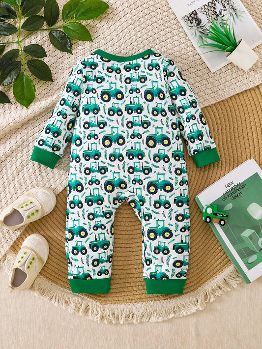Adorable mameluco con estampado de dibujos animados para bebé | Cómodo y fácil de usar