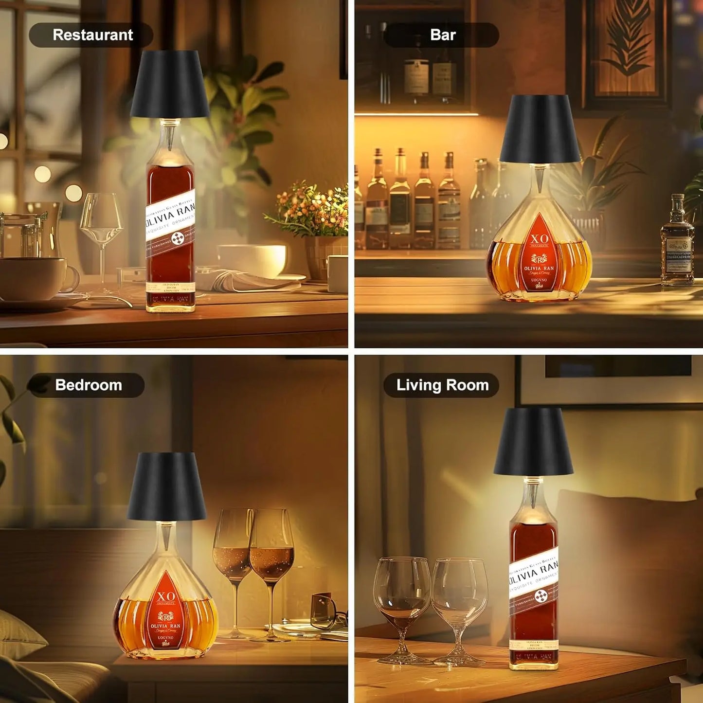 Wireless Wine Bottle Lamp | Touch Control Dimming LED Night Light