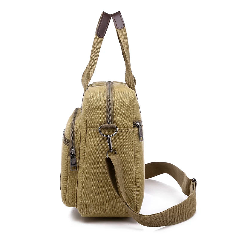 Canvas Men's Handbag Shoulder Bag Travel Large Capacity Multi-layer Crossbody Bag Student Travel Top-handle Bag Leisure Tote sac
