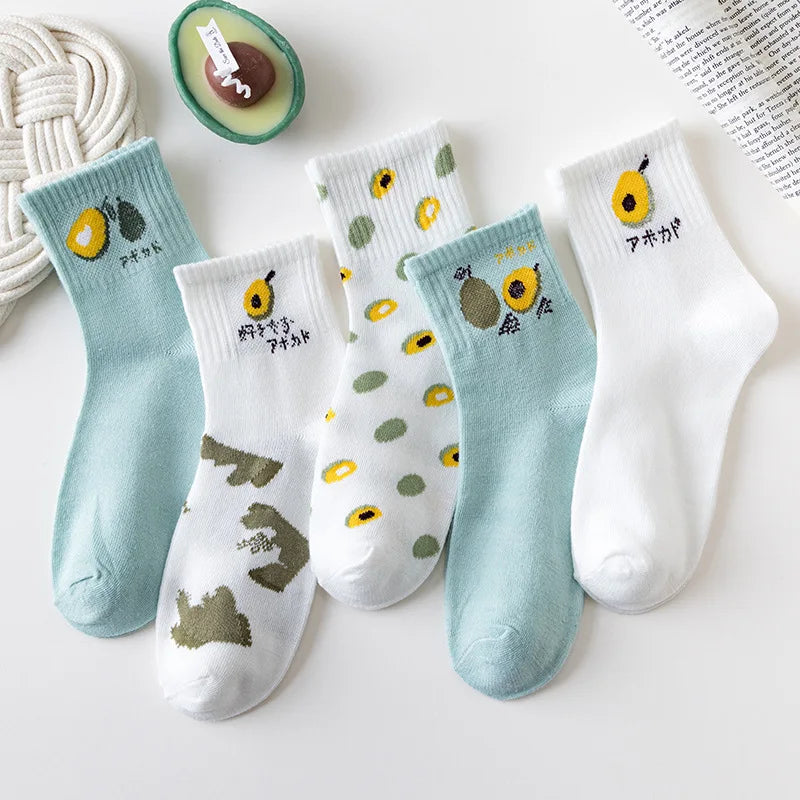 Cute Women Fruit Print Socks Set | Kawaii Casual Accessories