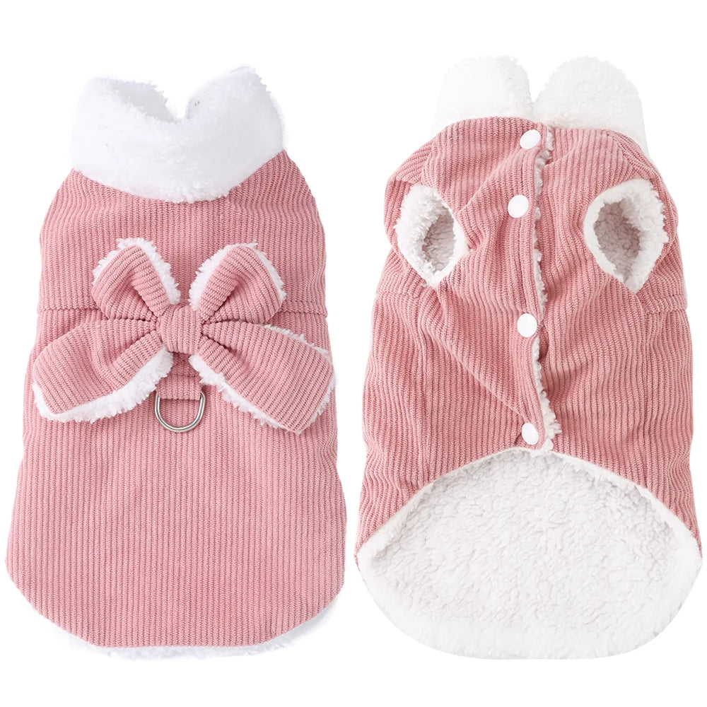 Winter Warm Cat Costume | Cute Corduroy Pet Jacket for Dogs & Cats