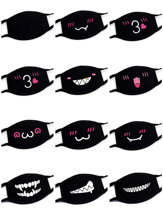 Funny Expression Anime Party Mouth Face Mask | Unisex Kawaii Mask