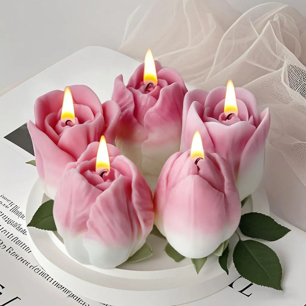 DIY Flowers Tulip Silicone Mold Handmade Scented Candle Plaster Resin Molds Homemade Cookies Chocolate Candy Baking Tool