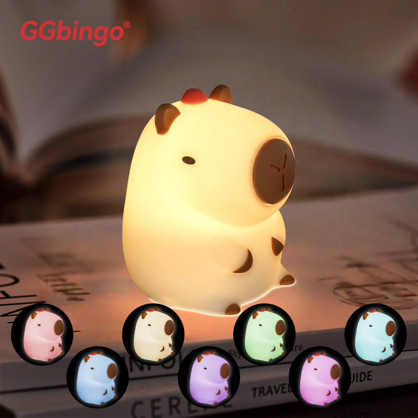 Adorable Capybara Night Light | Rechargeable Kids Touch Lamp