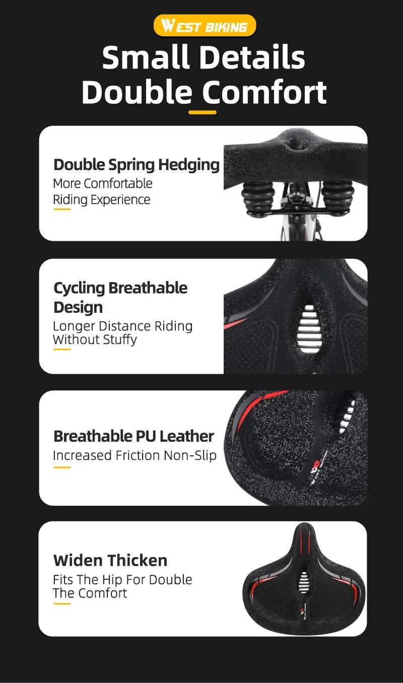 Ultra Wide Ergonomic MTB Saddle | Comfortable Shock-Absorbing Seat