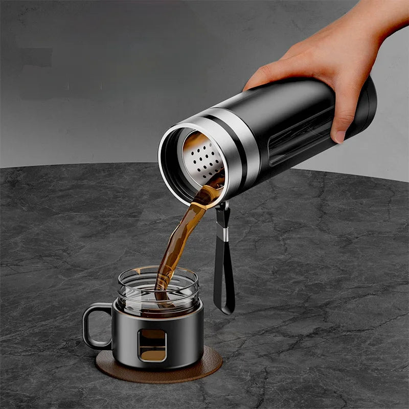 520ML Glass Tea Water Bottle with Tea Infuser | Travel Tumbler