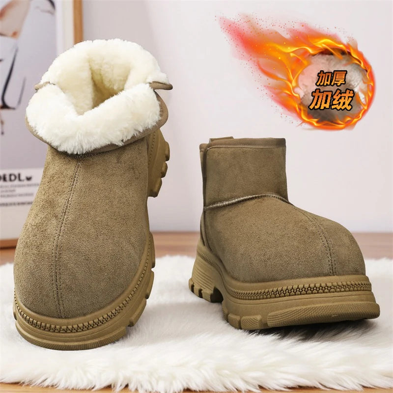 Men's Warm Plush Snow Boots | Cozy Mid-Calf Winter Footwear