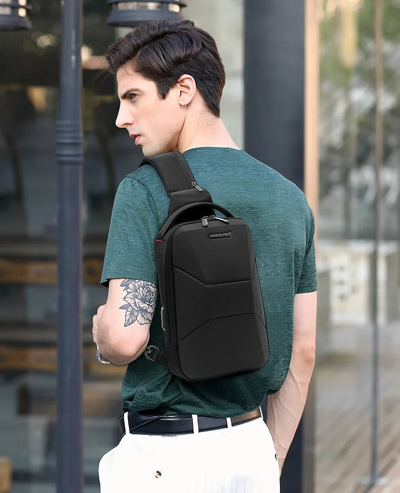 Men's Waterproof Chest Bag with USB Port | Stylish & Lightweight