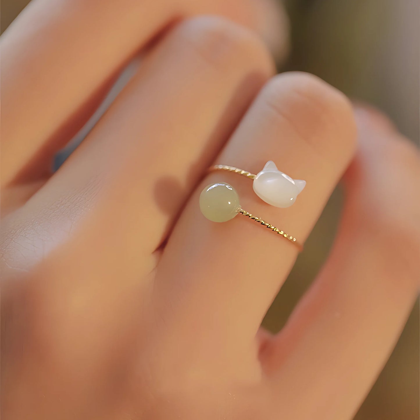 Adjustable Geometric Jade Ring for Women | Vintage Jewelry Gift