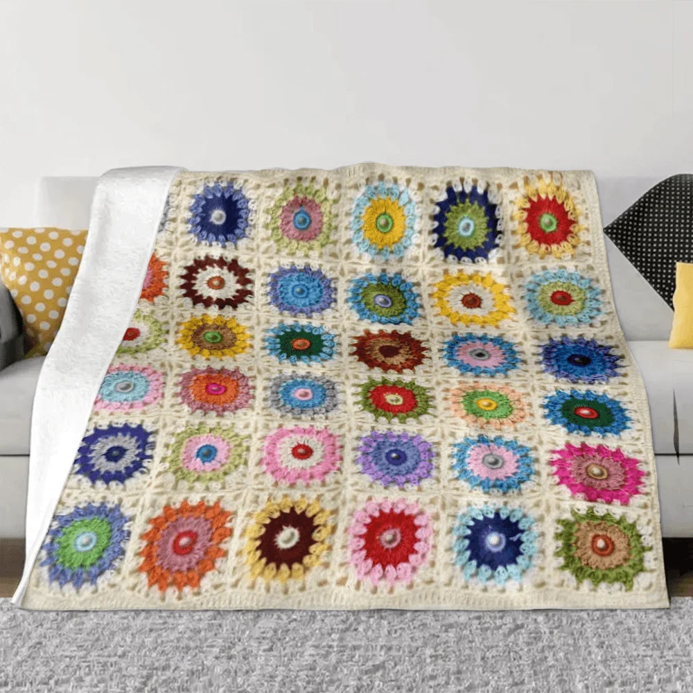 Boho Crochet Flower Blanket | Cozy Home Decor for Every Season