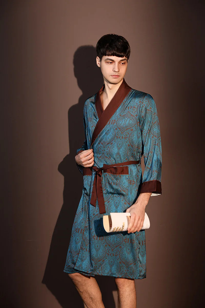 Comfortable Male Rayon Sleepwear Kimono Bathrobe | Loungewear