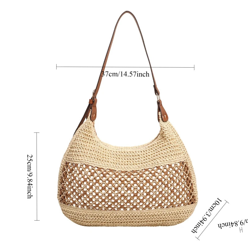 Bolso de Hombro Bohemio Tejido | Bolso de Playa de Gran Capacidad