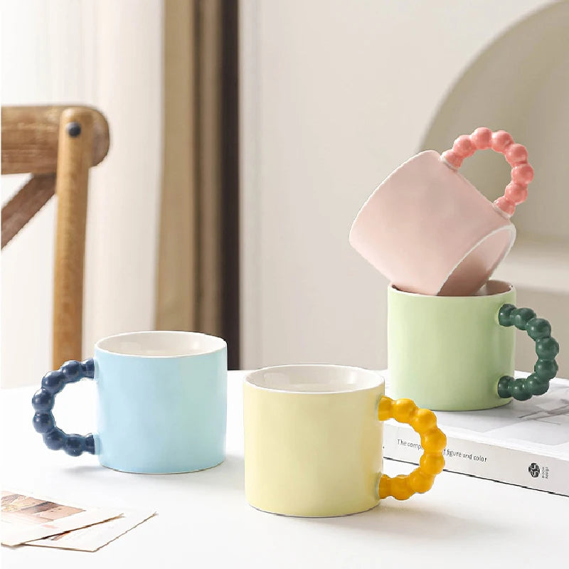 Elegant Ceramic Coffee Cup with Pearl Handle | Perfect for Home & Office
