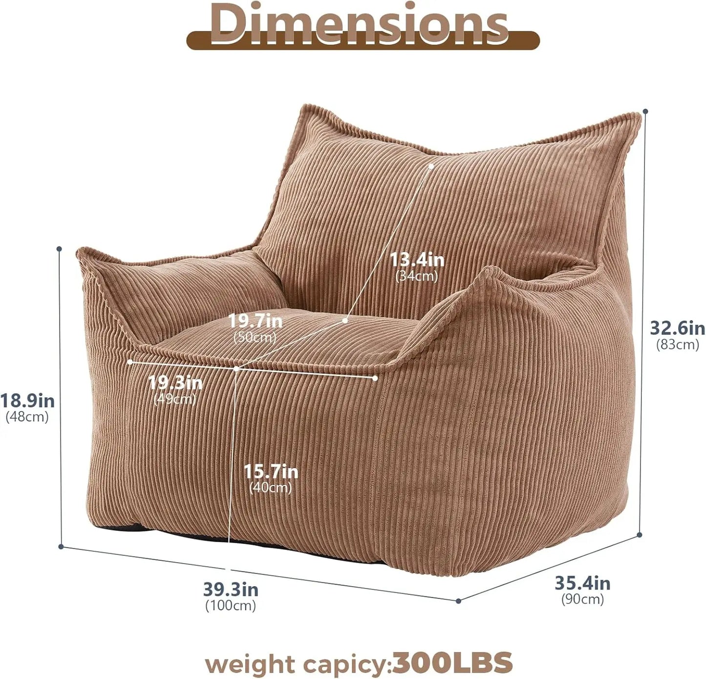 Comfy Giant Bean Bag Chair Sofa for Adults and Teens