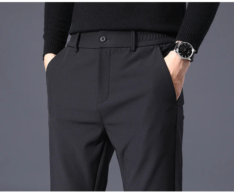 Winter Warm Fleece Men's Business Casual Pants | Stylish Thermal Trousers