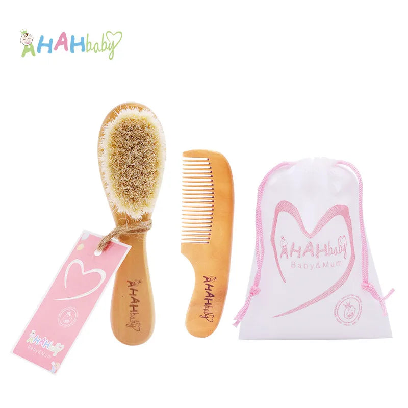 2pcs Baby Hair Brush and Comb Set | Soft Wood Comb for Newborns