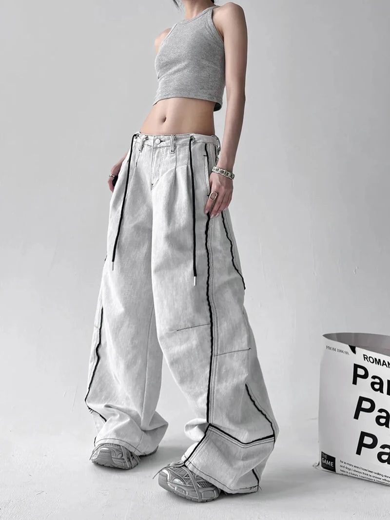 Vintage Wide Leg Denim Jeans for Women | Retro Streetwear Style 2026