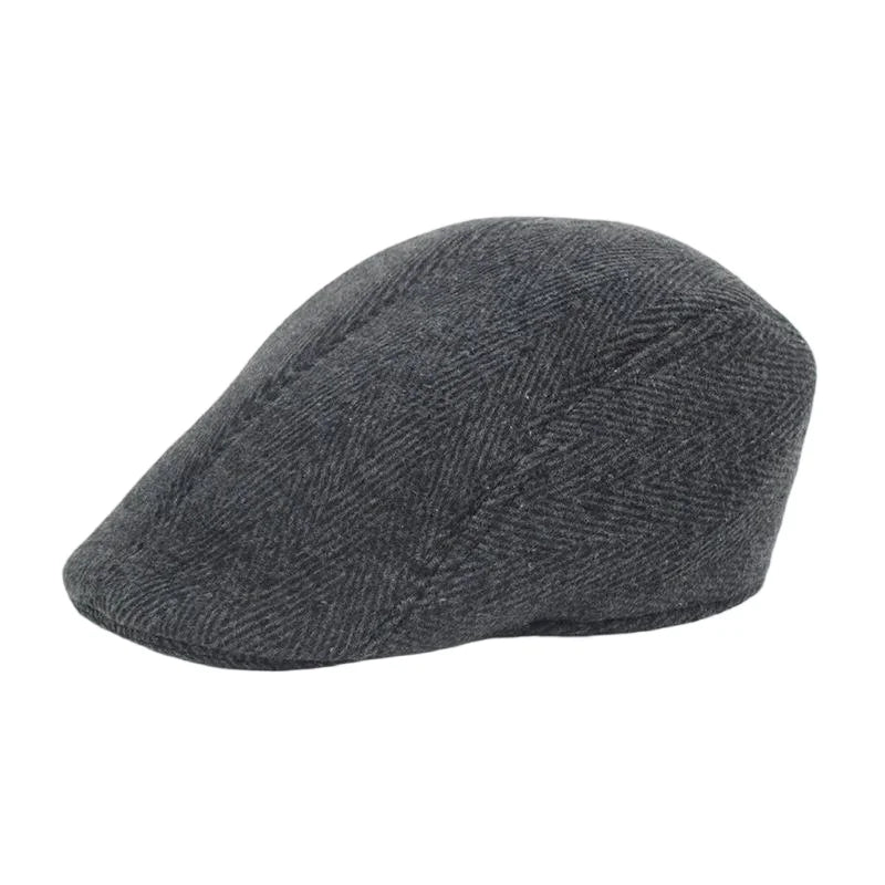 Men's Winter Beret Cap | Warm Plaid Military Hat for Casual Wear
