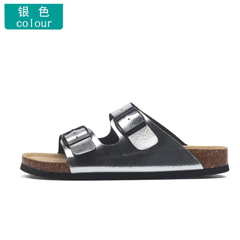 Men's Casual Buckle Cork Slippers | Comfortable Summer Footwear