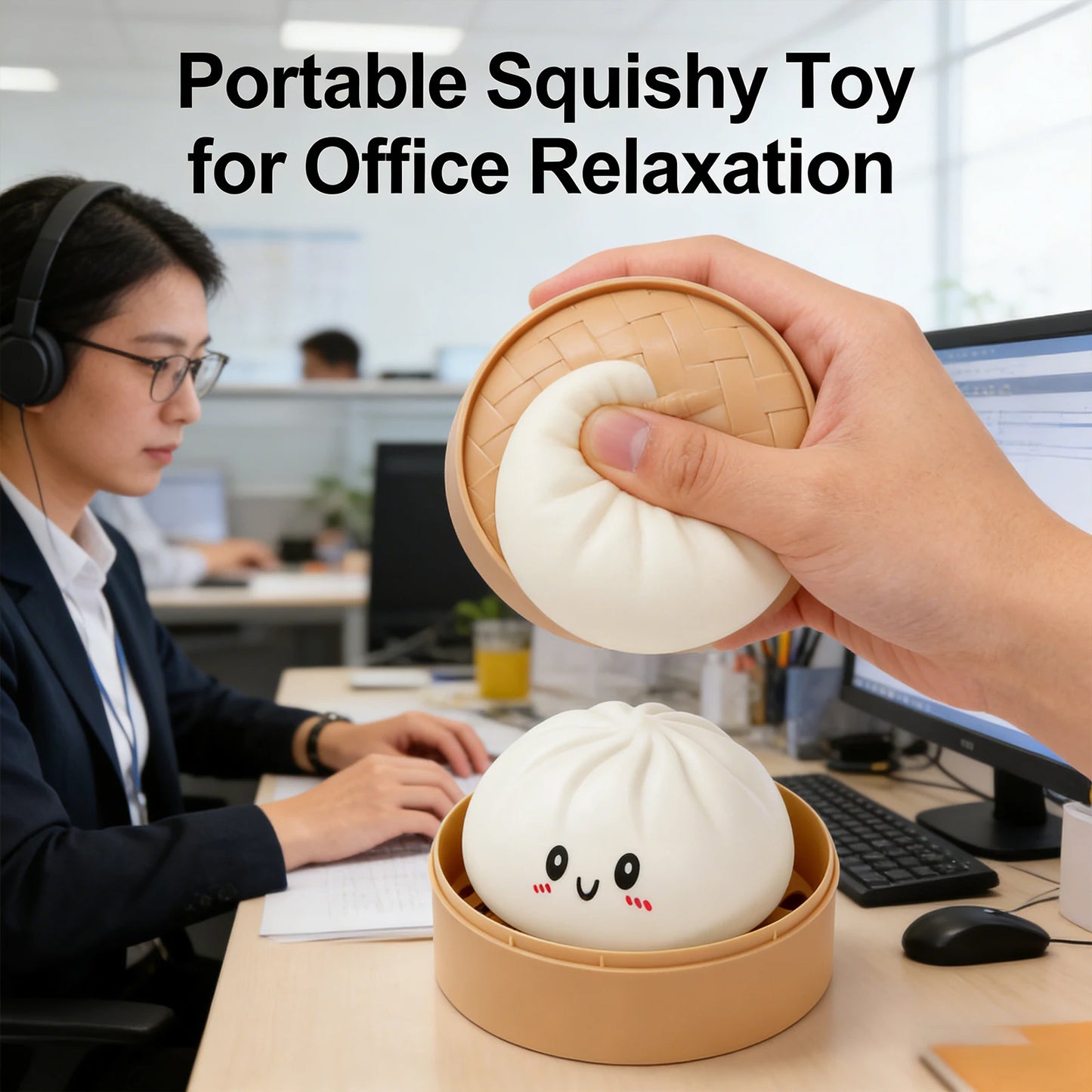 Colorful Simulated Dumpling Squishy Relaxing Relieve Anxiety Antistress Enhance Happiness Reusable Rebound Squeeze Reliever Toy