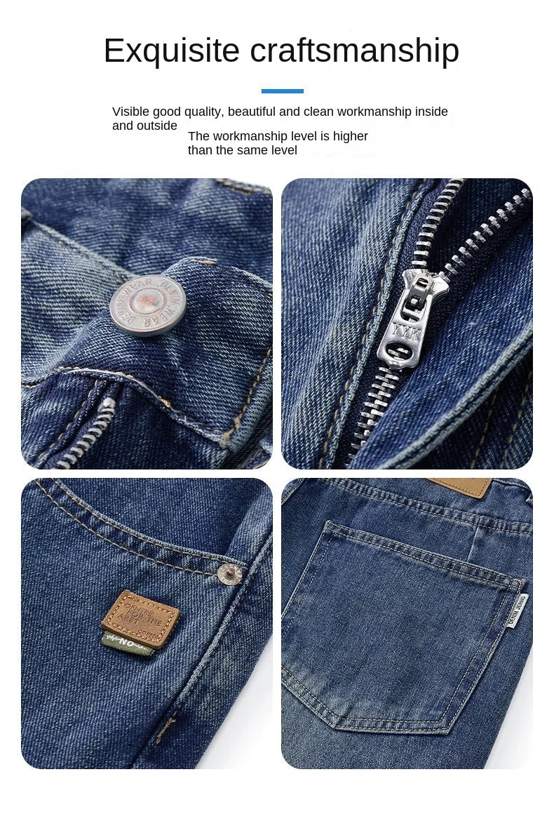 Men's Retro Straight Jeans | Casual Loose Wide Leg Denim Pants