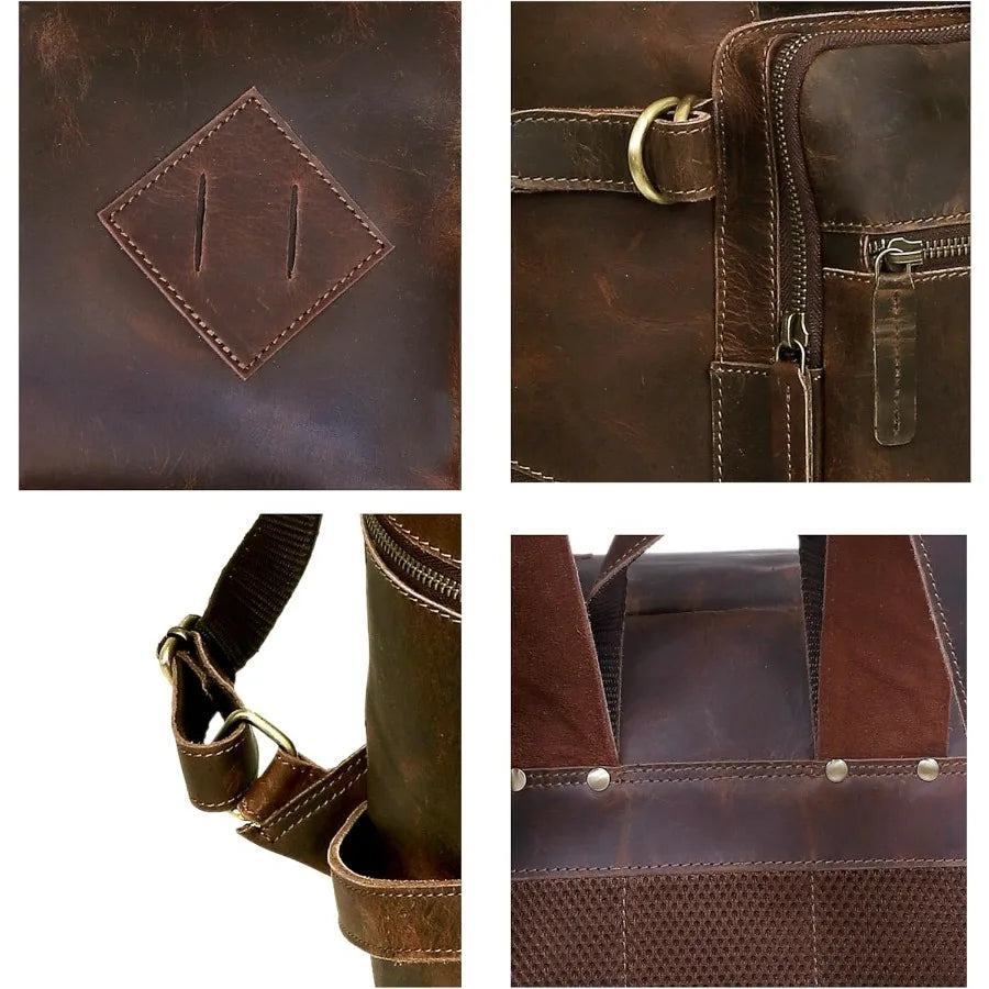 Mochila de Cuero de Gran Capacidad | Elegante Mochila Retro de Negocios