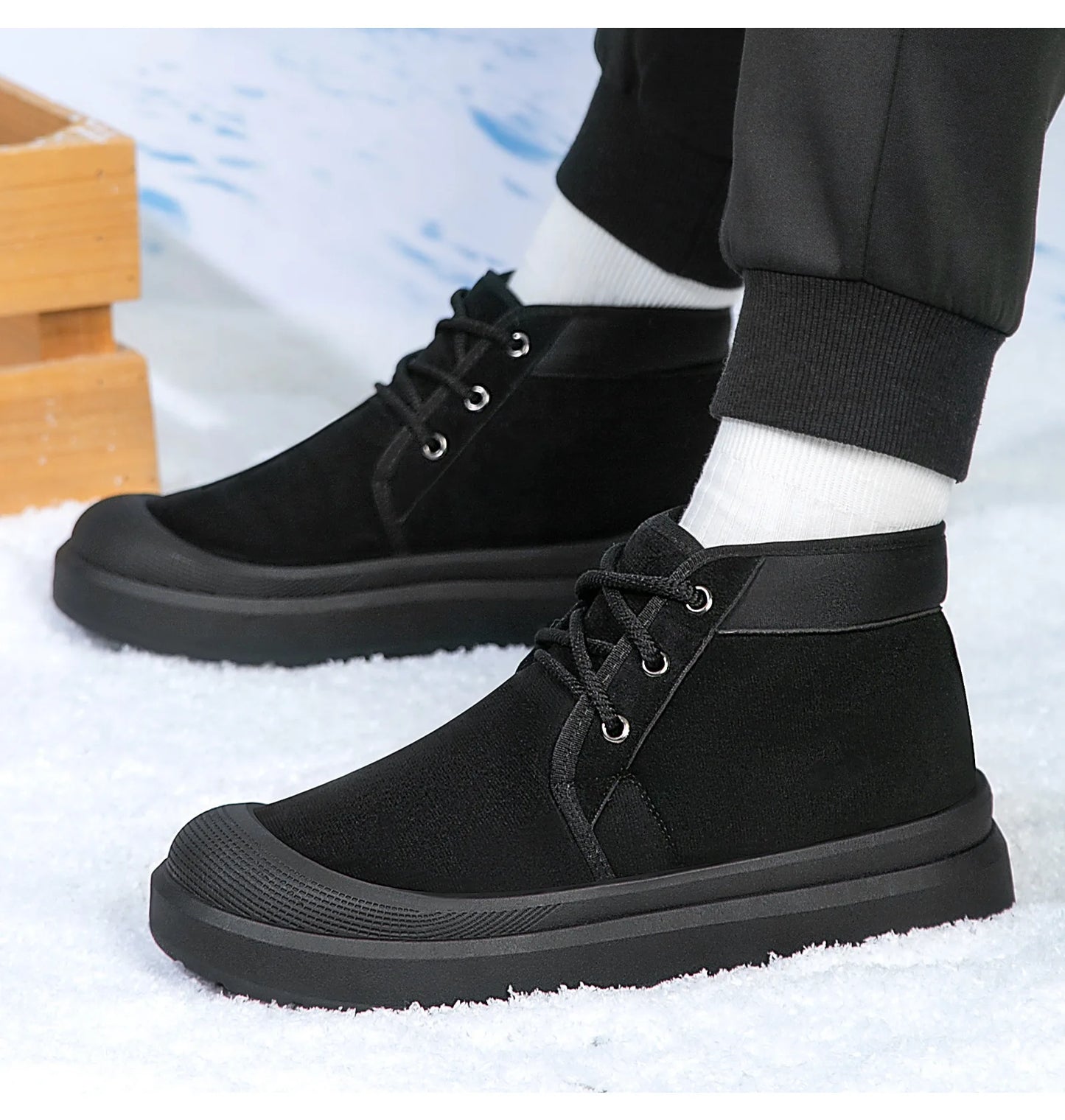 Men's Warm Fur Lined Snow Boots | Cozy Winter Outdoor Footwear