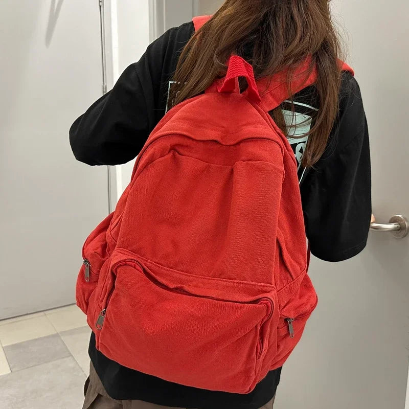 Vintage Washed Canvas Backpack | Stylish School & Travel Bag