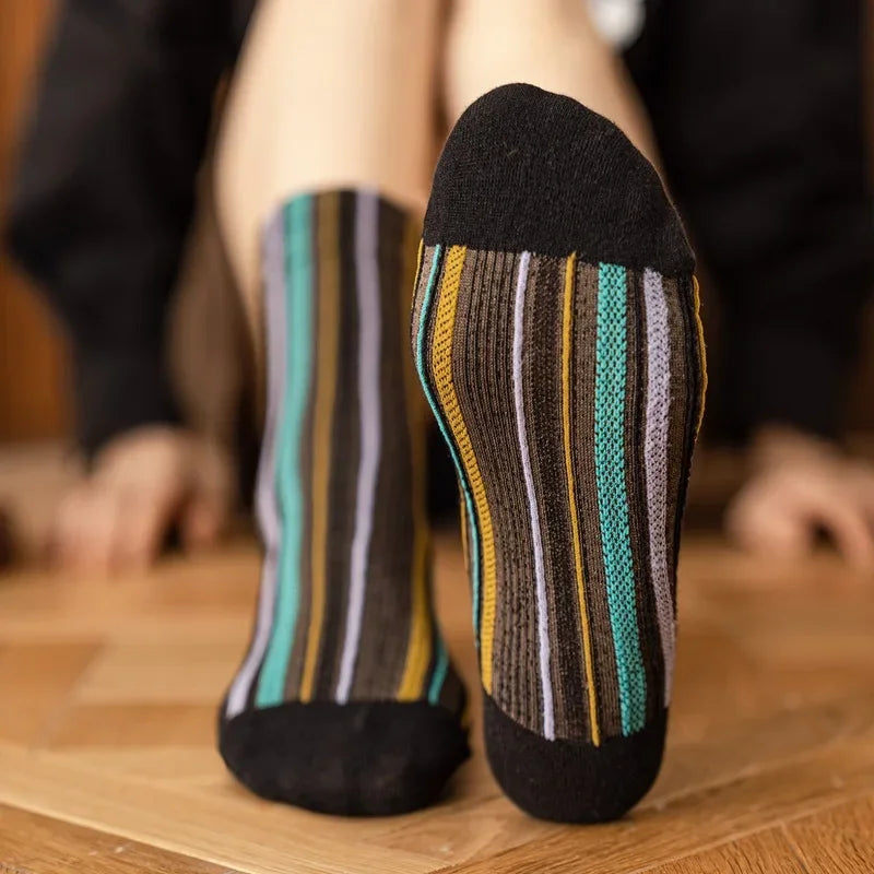 Colorful Striped Women's Crew Socks | Vintage Harajuku Style