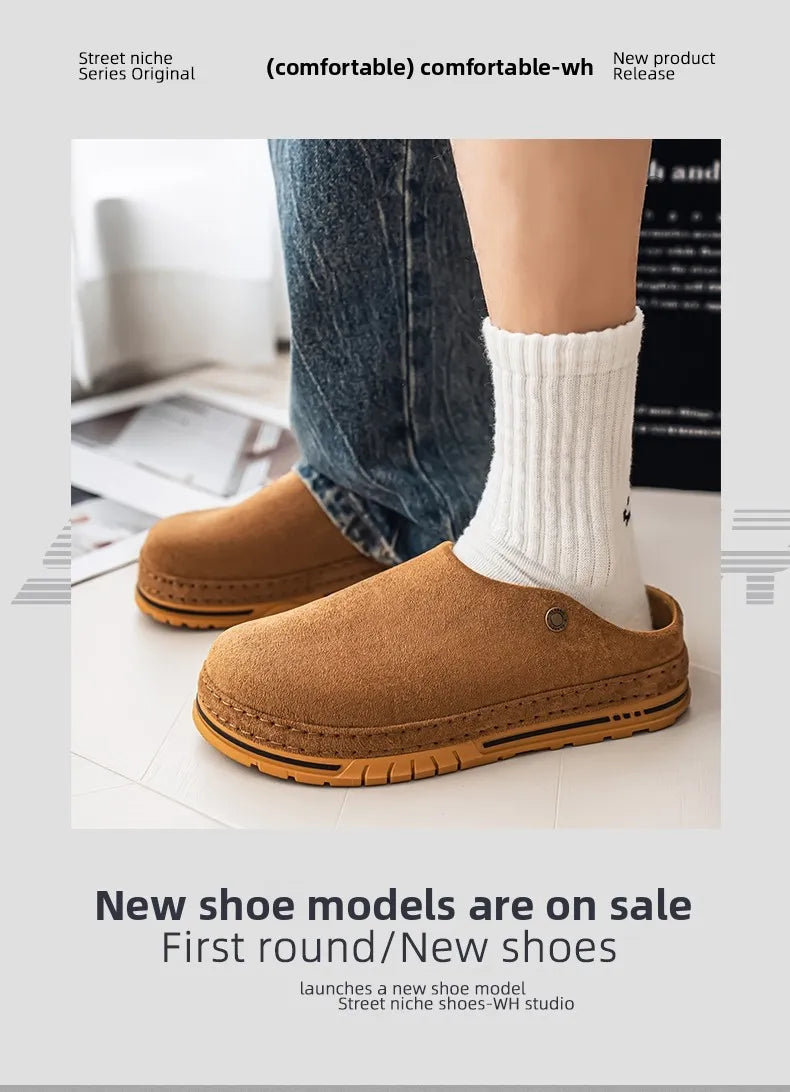 Men's Wide Toe Box Mules | Comfy Slip-On Loafers for Daily Use