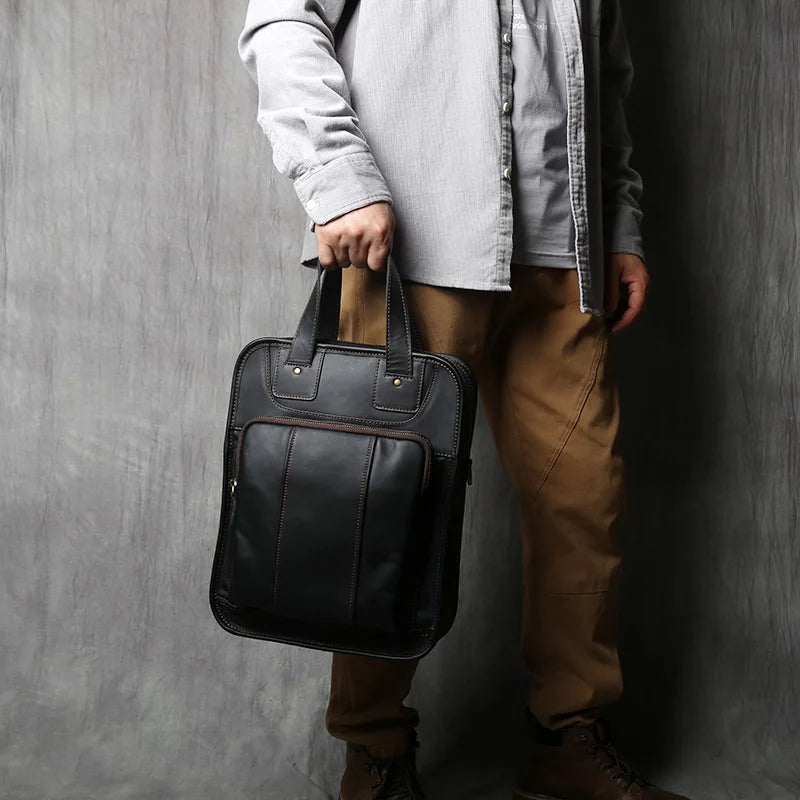 Men's Leather Messenger Bag | Casual Briefcase for 14 Inch Laptop