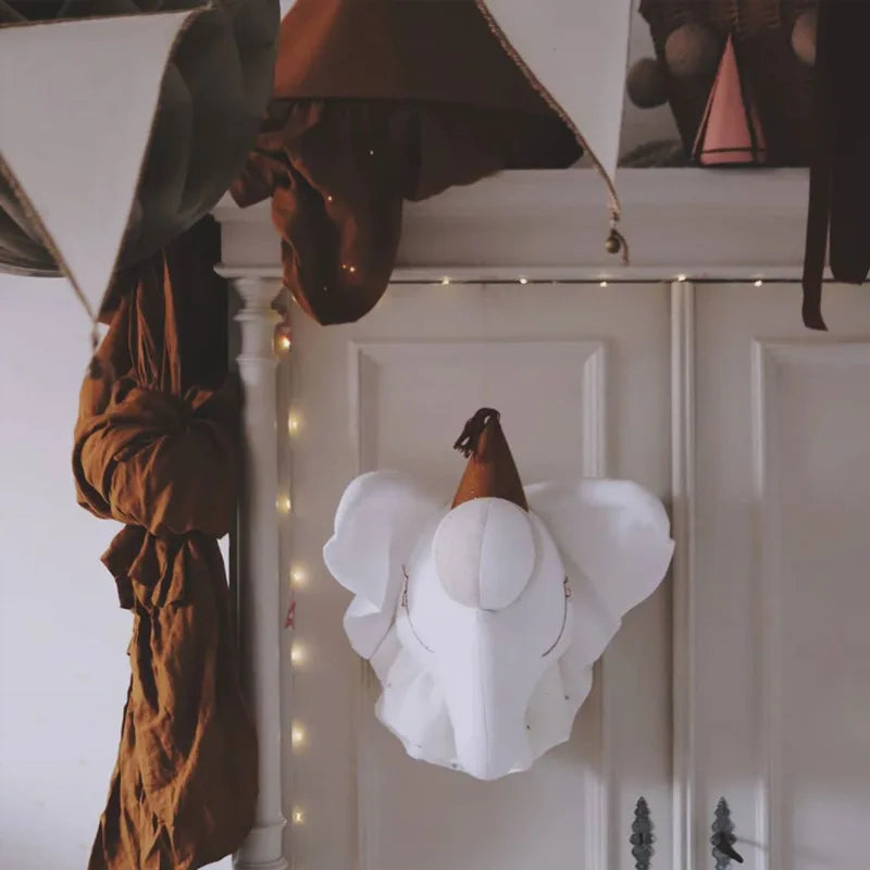 Adorable Elephant Head Wall Decoration | Charming Plush Toy