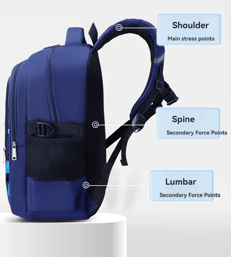 Lightweight Boys Schoolbag for Grades 1-6 | Large Capacity Kids Bag