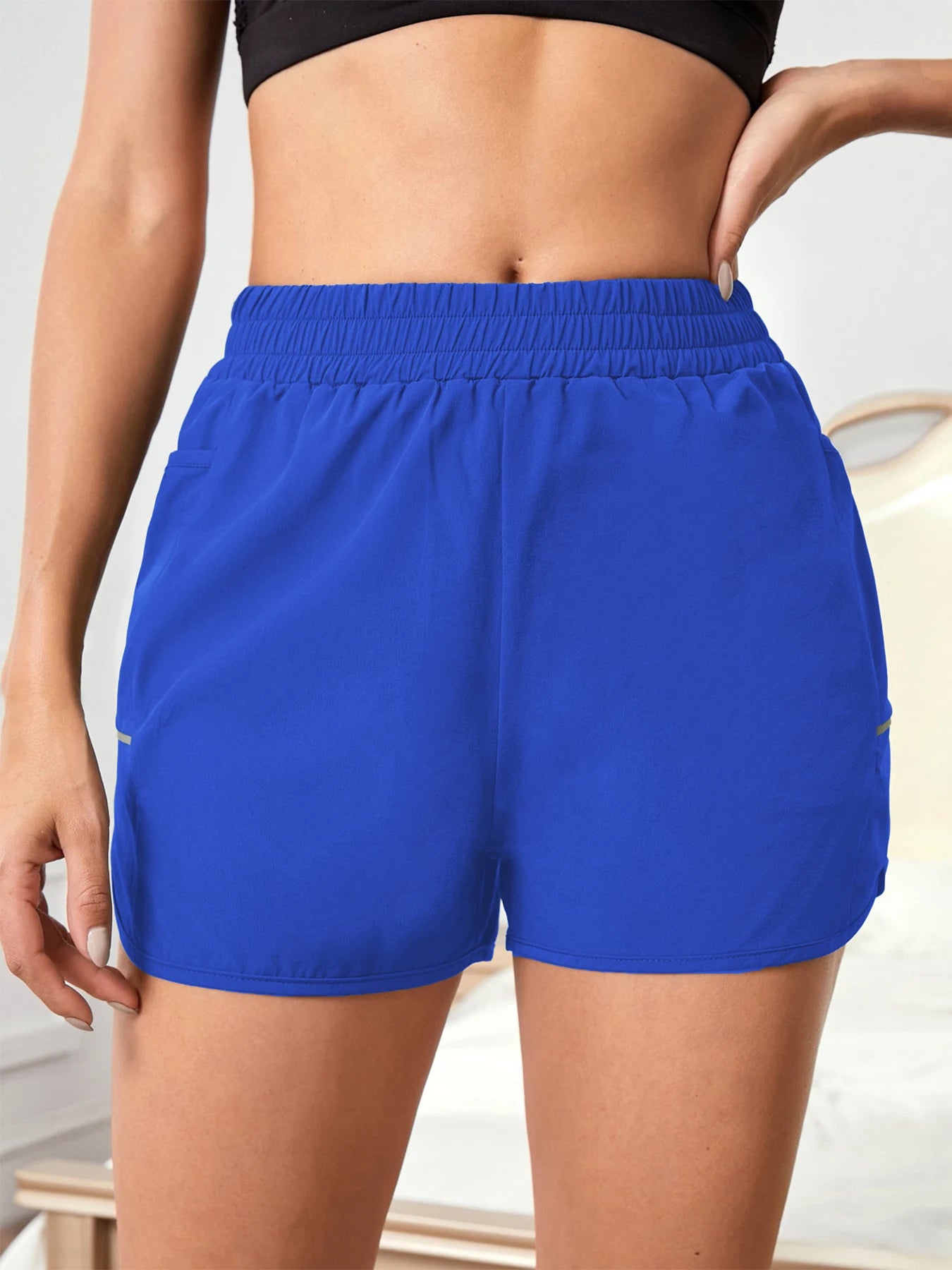 Women's Casual Sports Shorts with Mobile Pocket & Reflective Strips