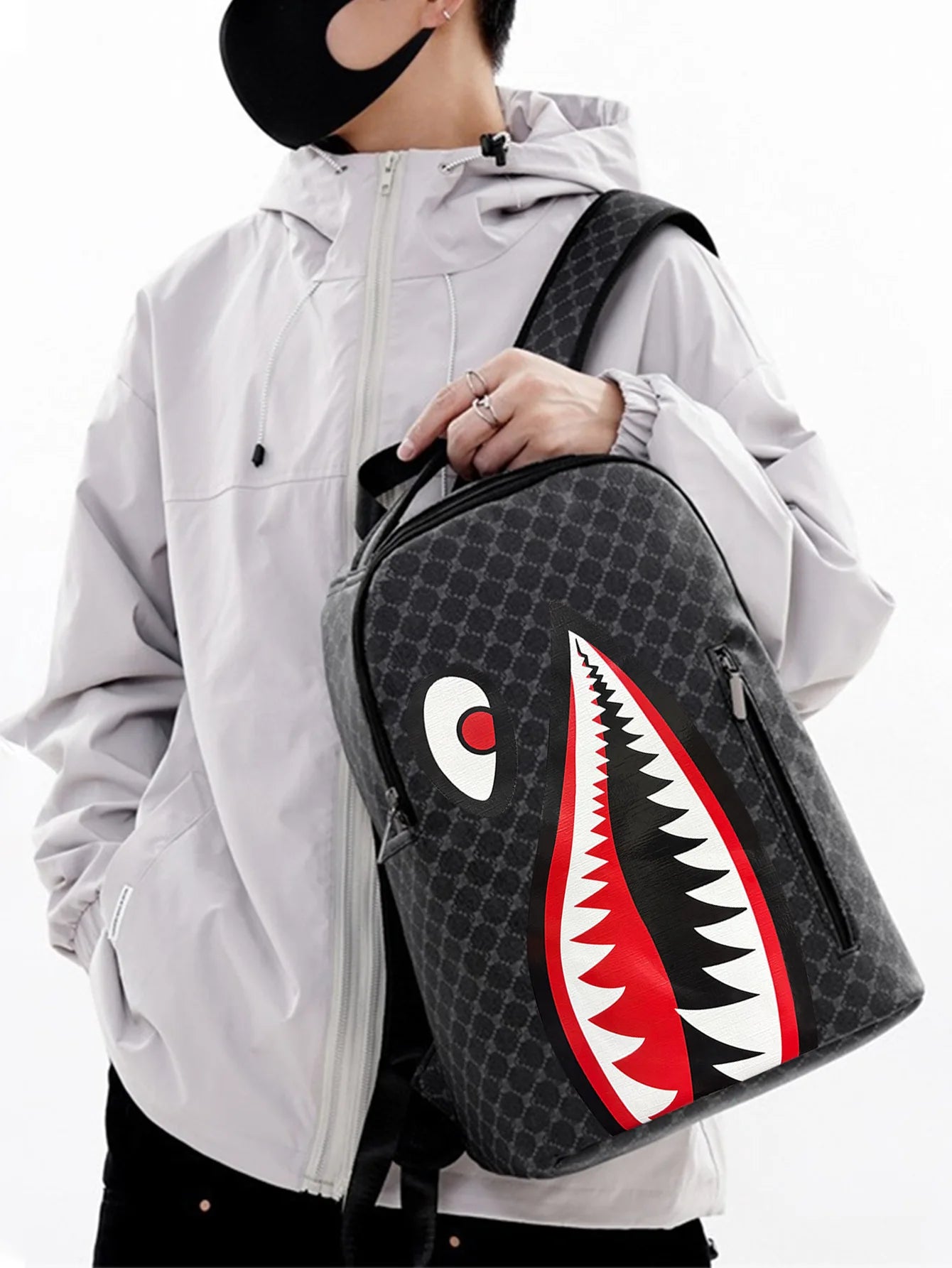 Large Capacity Waterproof Retro Shark Backpack for Outdoor Use